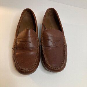 Mens Polo Ralph Lauren‎ Leather Reynold Penny Loafer Driving Shoe Brown 7.5D